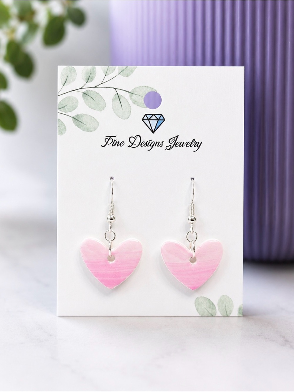Pink Rise Heart Earrings
